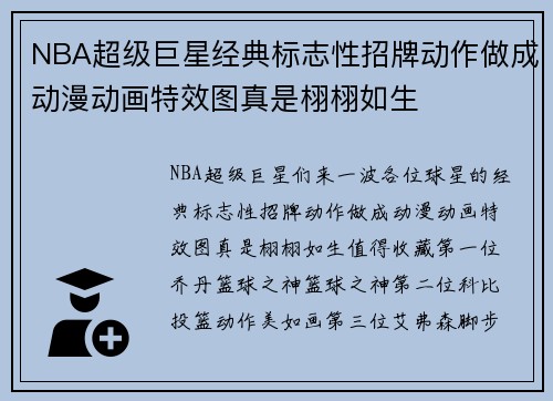 NBA超级巨星经典标志性招牌动作做成动漫动画特效图真是栩栩如生